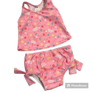i play by Green Sprouts Two Piece Tankini w/ Snap Reusable Swim Diaper Size 12M